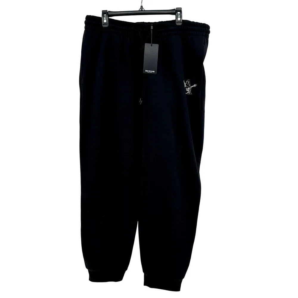 True Religion Fashion Senses Jogger Mens XXL Jet Black Solid Relaxed Fit New